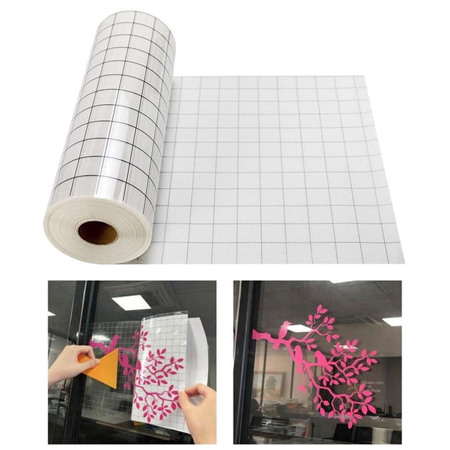 Clear Vinyl Transfer Paper Tape Roll12 x 50 FT w/Alignment Grid