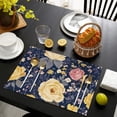 thumbnail image 3 of Pioneer Flower Floral Print Pattern Summer Placemats Table Placemats Set Of 6-Linen Kitchen Washable Placemats Table Mats 12x18 Inch Non-Slip Heat Resistant, 3 of 5