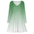 thumbnail image 3 of Aesthetic Patina Green And White Gradient Long Sleeve Dresses For Women Vintage Elegant Party Dress Oversized V-neck Dress S-8XL, 3 of 7