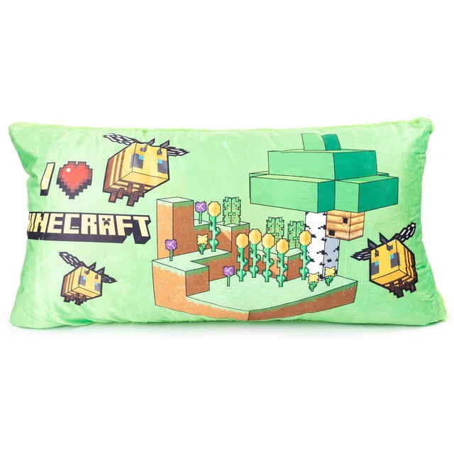 Funda de almohada corporal Jay Franco Minecraft Bee de 90 x 45 cm con sherpa