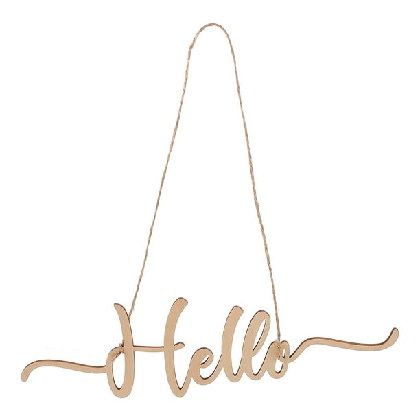 Letrero de bienvenida de madera con texto "Hola", placa colgante decorativa para fiesta de bodas.