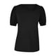 thumbnail image 4 of Camiseta de manga corta con cuello en V asimétrico, ajustada y cómoda, para mujer, diseño único, tejido de poliéster, para primavera/verano/otoño., 4 of 4