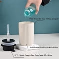 thumbnail image 3 of Bosilunlife 12 oz Striped Recyclable Ceramic Soap Dispenser, Rust-resistant, Matte Off-White Dish Soap Dispenser for Kitchen, Bathroom, 3 of 6