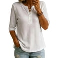 thumbnail image 4 of Women's Short Sleeve Structure Breathable Plain Sports Shirt For Tennis Summer Fitness Casual Business Top,White,L, 4 of 6