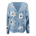 thumbnail image 4 of Cardigan Women Floral Pattern V Neck Short Knit Button Up Sweater Soft Cozy Top Outfits Clothes, 4 of 5