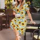 thumbnail image 3 of Balery Blue White Striped Sunflower A Vestidos sueltos de manga corta para mujer, vestidos de verano 2025, vestidos casuales de corte A con vuelo., 3 of 6