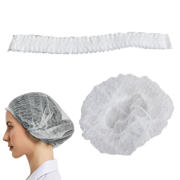 Disposable Bouffant Caps 100 Pack - 21 Inch Elastic Hair Nets for Food Service, Kitchen & Salon Use, Breathable White Head Covers