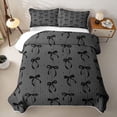 thumbnail image 2 of Erosebridal Cartoon Ribbon Girls Quilt King, Fashion Bowknot King Coverlet Set, Grey Black, 3pcs, 2 of 7