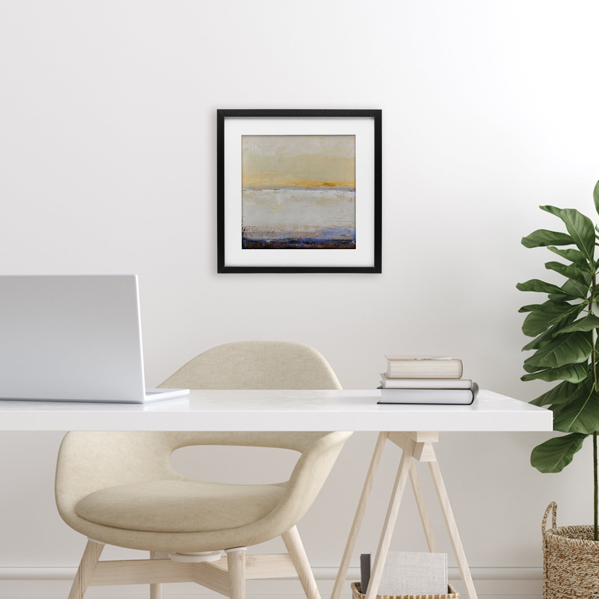 Sweeping Subtle Horizon Black Framed Print Under Glass, design by Design Fabrikken