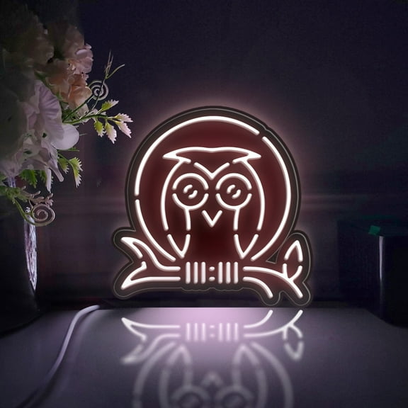 Owl Led Light Box, Dimmable Neon-Like Light Signs USB Power for Wall Decor Bedroom Decoration, Static Light (WxH) 6"x6"