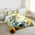 thumbnail image 3 of Feelyou Kawaii White Unicorn Full Size Comforter Sets for Teen, Gold Sunflower Bedding Comforter Set, Magical Animal Reversible Bedding Sets, Lightweight Room Decor, 3 Pieces, 3 of 8