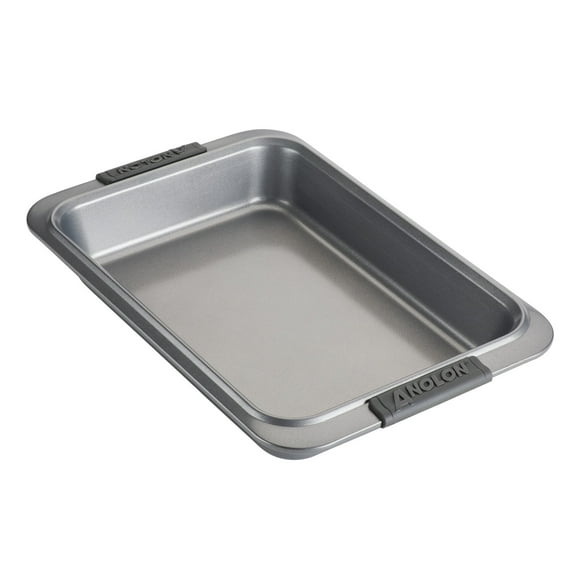 Anolon Advanced Bakeware Nonstick Rectangular Cake Pan, 9-Inch x 13-Inch, Gray with Silicone Grips