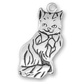 thumbnail image 1 of Sterling Silver 16" 1.2mm Box Chain Large Flat Feline Cat Smiling Pendant Necklace, 1 of 2