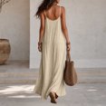 thumbnail image 4 of Lopecy-Sta Womens Dresses Sleeveless Spaghetti Strap V Neck Linen Maxi Dress Casual Boho Summer Beach Vacation Dress, 4 of 5