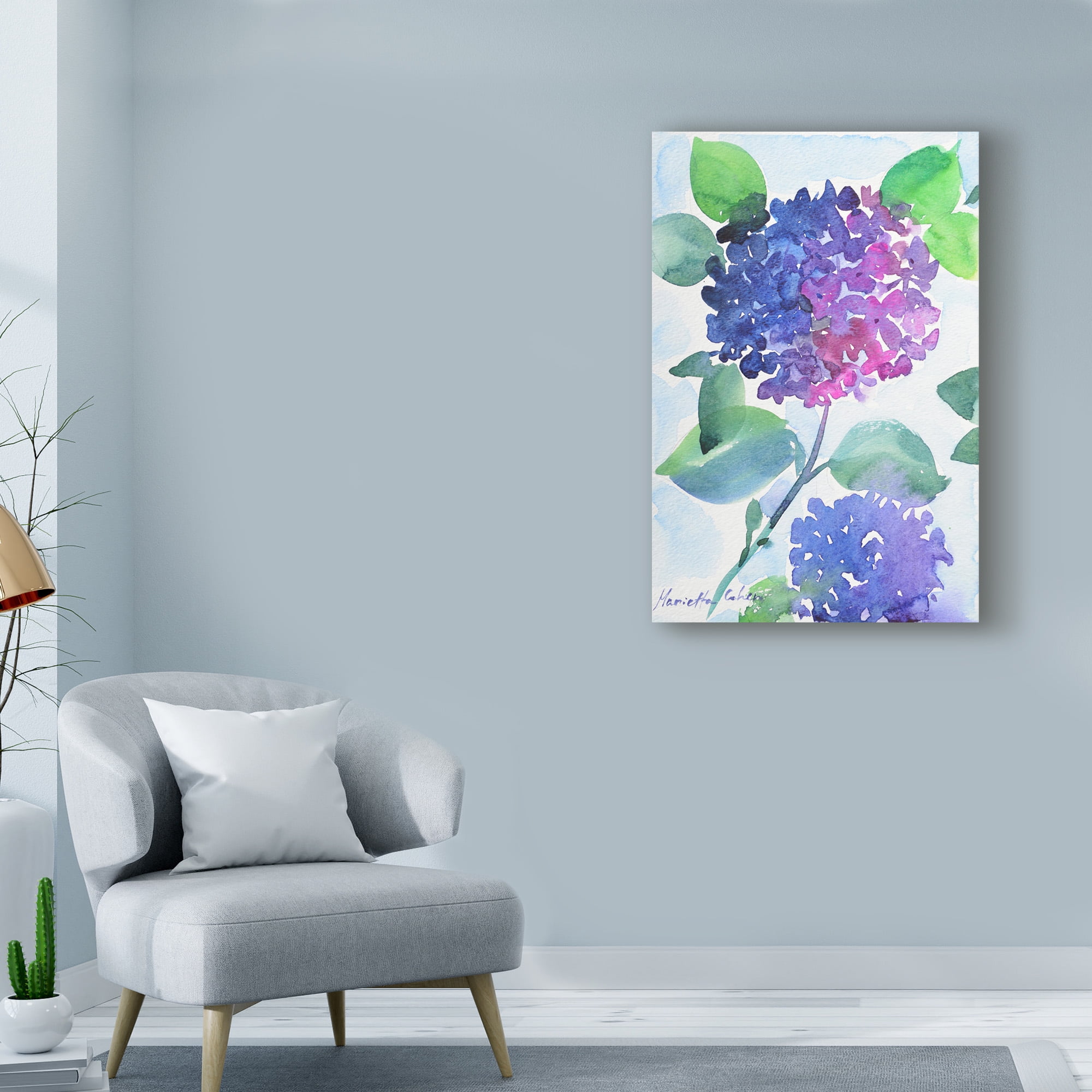Trademark Fine Art 'Watercolor Hortensia 1' Canvas Art by Marietta Cohen Art And Design