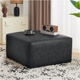 thumbnail image 2 of JERFIT Black Faux Leather Storage Ottoman Cube, Square Foot Rest Stool with Cushioned Top for Living Room, Bedroom, Dorm, 2 of 10
