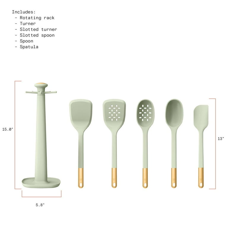 Beautiful 6-Piece Silicone Kitchen Utensil Tool Set with Rotating