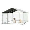 thumbnail image 3 of Dextrus 10'x10' Outdoor Dog Kennel with Metal Dog Gate, Outdoor Dog Enclosure with Roof, Heavy Duty Dog Kennel for Outdoor Backyard Farm, 3 of 10