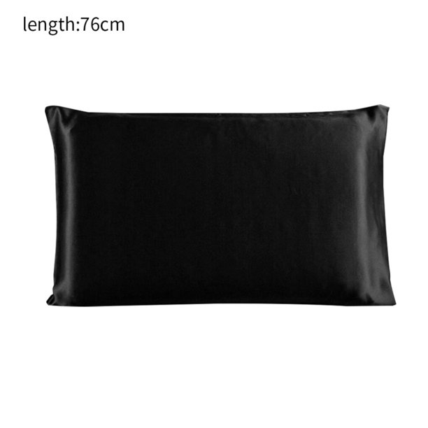 Bewildely Funda de almohada de seda Funda de almohada transpirable Funda de almohada de color sólido Juegos de cama Negro 51*76cm