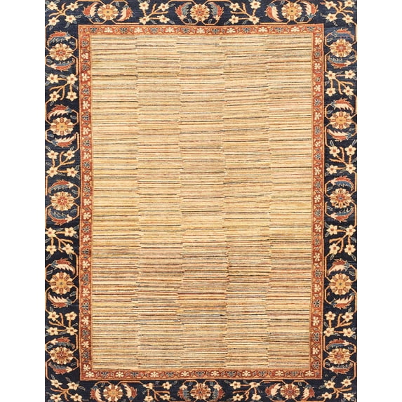 Ahgly Company Indoor Rectangle Abstract Yellow Abstract Area Rugs, 7' x 10'