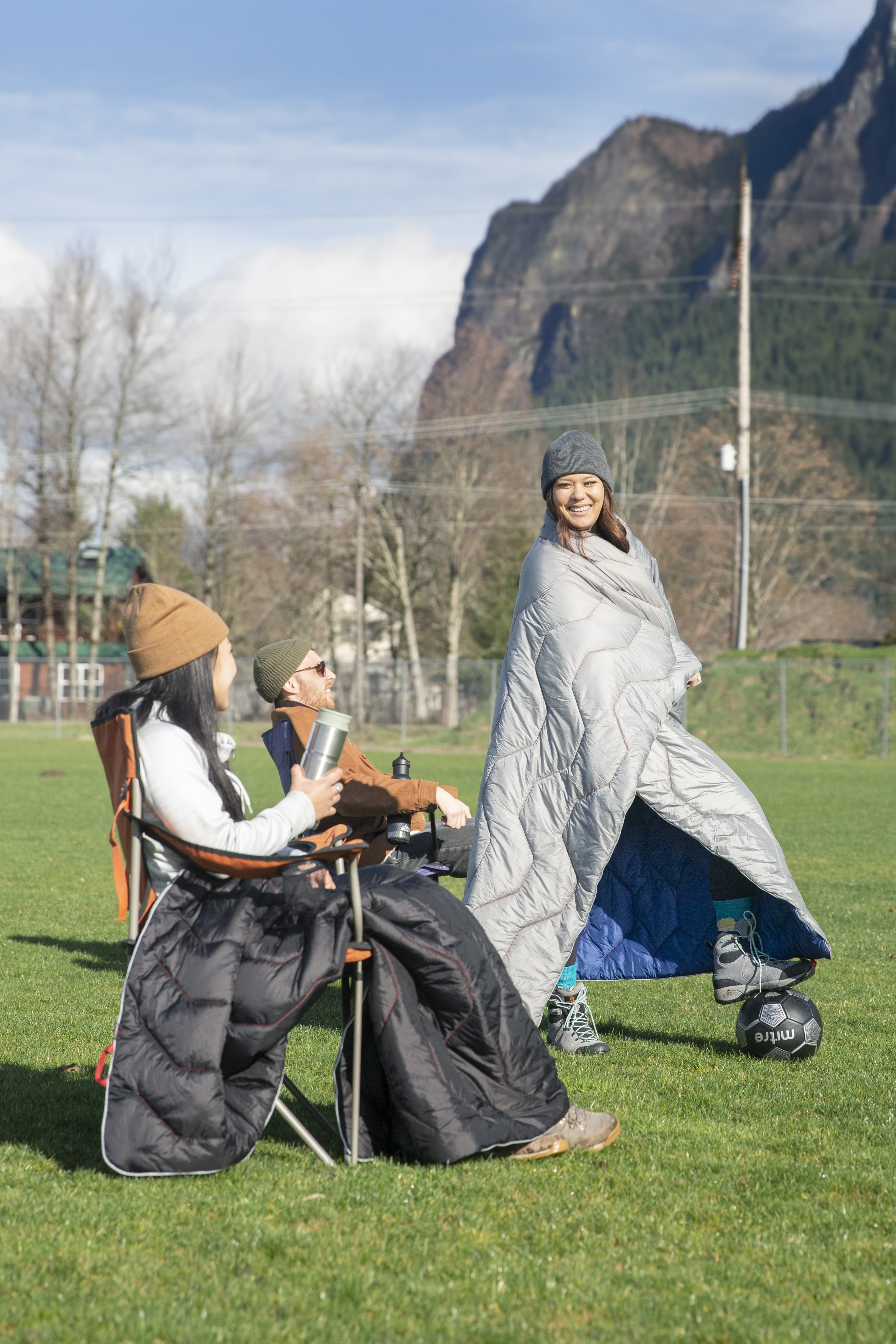 Cascade Mountain Tech Adventure Pack Waterproof Camping Blanket, Grey - 72"x48"