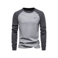 thumbnail image 1 of Nituyy T-Shirt à Manches Longues pour Hommes Col Rond Contrasté Patchwork Décontracté d'Automne, 1 of 4