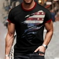 thumbnail image 2 of Men's Patriotic Print Open-Fly T-Shirt, Vintage Short Sleeve Top with Unique Button Details ,Black L, 2 of 5