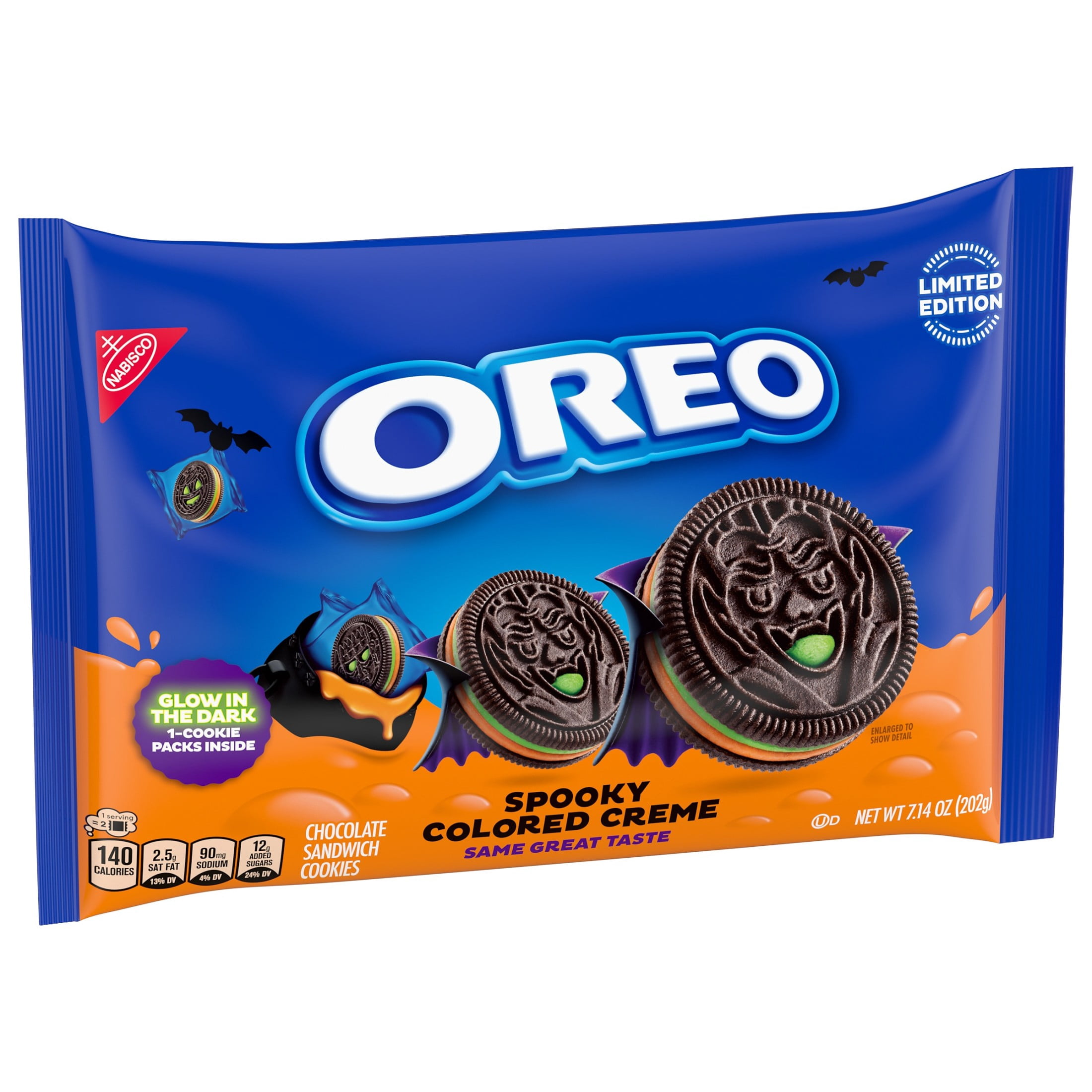 OREO, Halloween Cookies, Green and Orange Creme, 14 Snack Packs