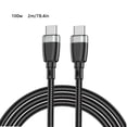 thumbnail image 1 of Sidaley Cable de carga rápida de protección de cobertura de 1/2 m 60/100 W (máx.) Cable de tipo C Cable de datos trenzado de nailon para Teléfono y Comunicación negro 2M 100W, 1 of 1