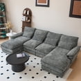 thumbnail image 5 of 110" Modular Sectional Sofa with 2 Chaise Lounge, U Shaped Comfy Cloud Sofa with Memory Foam and 4 Waist Pillows, Chenille Upholstered Leisure Sofa for Living Room, Grey, 5 of 9