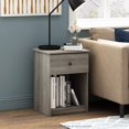thumbnail image 2 of HomeStock Tribal Treasures Nightstand Set of 2 - French Oak Gray Finish with Sliding Drawer and 45 Lbs Weight Capacity, 17.72" W x 15.67" D x 24.14" H Dimensions-Finish:French Oak Gray,Quantity:Set of, 2 of 7