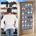 thumbnail image 5 of Zapatero colgante para puerta con 24 bolsillos, organizador de zapatos plegable con ganchos, color gris lino., 5 of 5