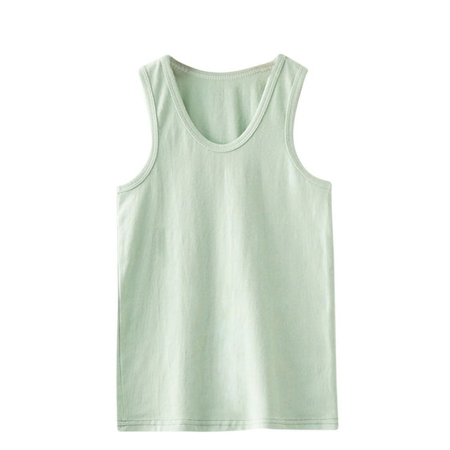 Huvoen Camisole de Base pour Filles Débardeur à Col Rond pour Enfants Sans Manches T-Shirt Graphique Uni Débardeur Court à Col Rond pour Filles et Garçons Débardeur Vert 2 Ans