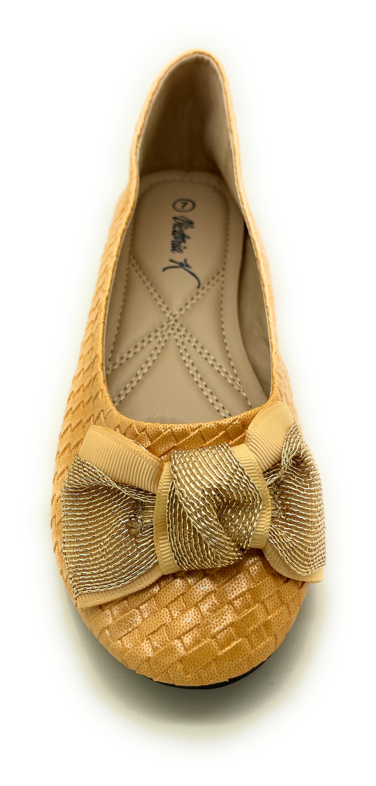 Elegant Women woven ballet flats with a chic gold bow accent. Lightweight, comfy, and versatile—perfect for work, casual outings, or evenings, blending timeless style with modern charm.