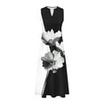 thumbnail image 4 of BLTIBY Womens Summer Dress Printed V Neck Long Dresses Beach Fashion Comfortable Sleeveless Dresses with Pockets 2025 Black L, 4 of 5