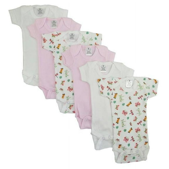 CS-005L-005L Girls Short Sleeve with Printed, White & Pink - Large