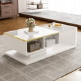 thumbnail image 3 of MODERNLUXE 39.4" Coffee Table with LED Lights, High-Gloss Centre Table Tea Table with Storage for Living Room,Small Space, Black, 3 of 9