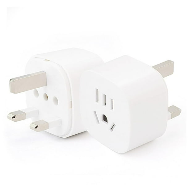 Adaptador de enchufe MONCOYI US/AUS a Reino Unido tipo G, paquete de 2 paquetes de viaje
