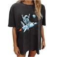 thumbnail image 1 of Pompotops Femme Mode Col Rond Vintage Manches Courtes Tops Chemisier, 1 of 9
