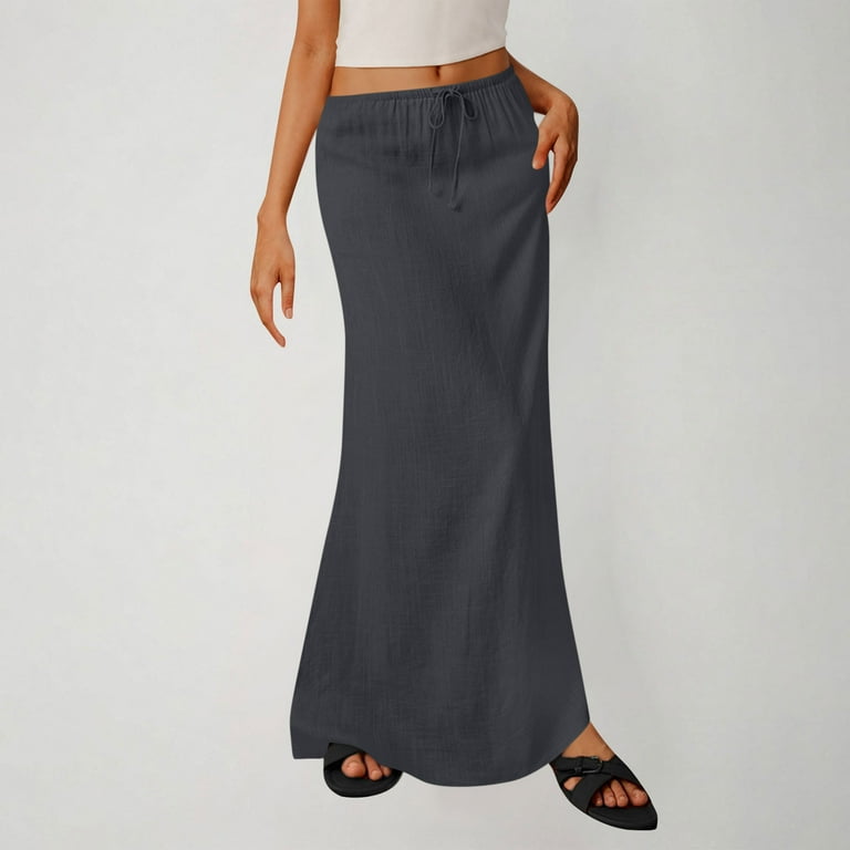 Diufon Linen Skirts for Women Trendy Summer Drawstring Waist A Line Dresses Cute Vacation Boho Long Skirts - Walmart.com Diufon Linen Skirts for Women Trendy Summer Drawstring Waist A Line Dresses Cute Vacation Boho Long Skirts - Walmart.com