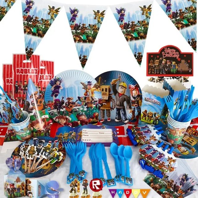 decoraciones de fiesta temáticas de juego para niños, pancarta de pastel, vajilla de fiesta de cumpleaños, decoración de fondos, suministros de fiesta