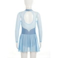 thumbnail image 4 of TSSOE Kids Girls Rhinestones Figure Skating Dress Long Sleeve Twirling Baton Dance Costume Rhythmic Gymnastics Leotard Sky Blue 10, 4 of 7
