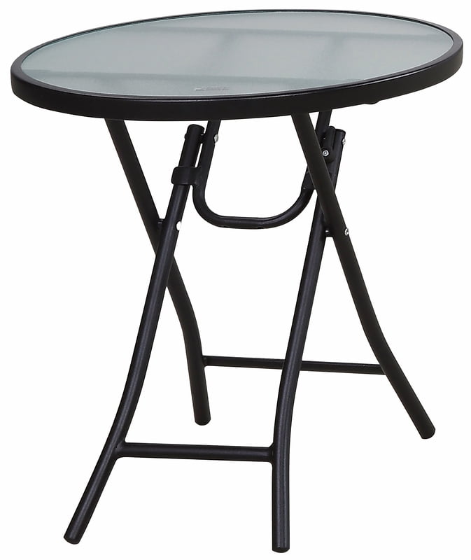 Living Accents Round Black Glass Folding Side Table