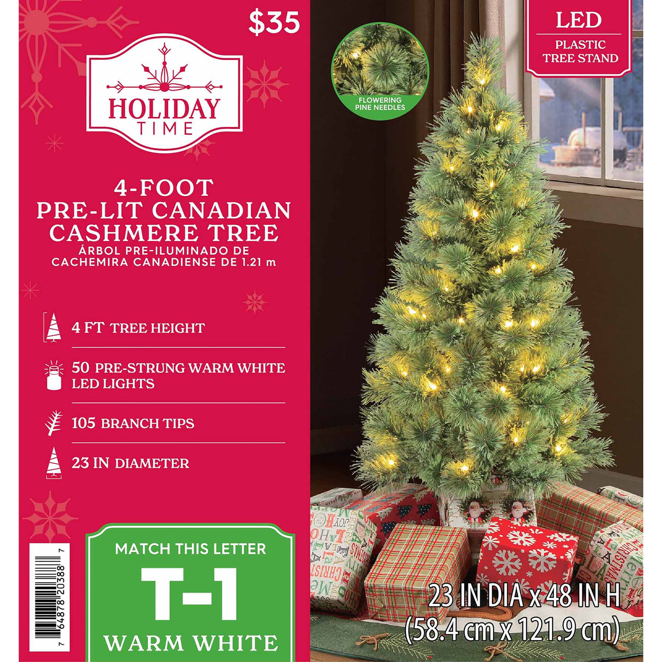 4' Prelit Canadian Cashmere Artificial Christmas Tree with LED