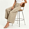thumbnail image 5 of Ailaofu Women's Fall High Waist Jacquard Wide Leg Pants Button Formal Palazzo Trousers for Evening and Workwear, 5 of 6