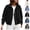 Black, variant on Women's Zip Up Cropped Denim Jacket Stand Collar Elastic Hem Oversized Washed Jean Bomber Jacket with Pockets Gray M