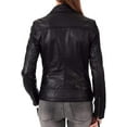 thumbnail image 2 of QAWACH Women Leather Jacket - Lambskin Winter Vintage Black Color Motorcycle Biker Jacket, Moto Riding & Racing Jackets XS Size NBWJ01, 2 of 3