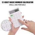 thumbnail image 3 of Calculadora de escritorio para estudiantes, calculadora de bolsillo básica con pantalla LCD de 12 dígitos para la escuela, la oficina y el hogar, color blanco, 3 of 4