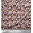 thumbnail image 1 of Soimoi Poly Georgette Fabric Leaves & Rose Floral Printed Fabric 1 Yard 52 Inch Wide, 1 of 3