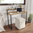 thumbnail image 2 of Castle Place Minimalist 39" Metal Computer Desk With Shelf, Light Oak, 2 of 11